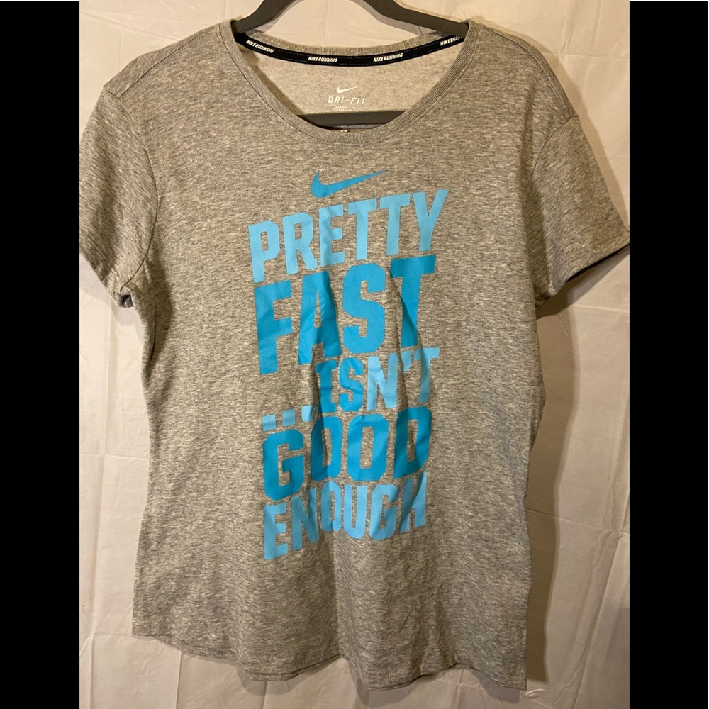 Nike Dri-Fit Gray Teal Blue T Shirt Size Large